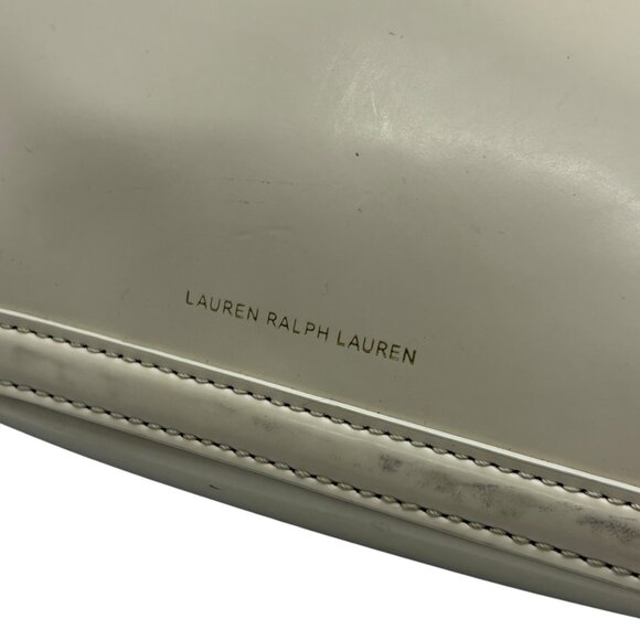 Lauren Ralph Lauren Cream Leather Crossbody Bag With Adjustable Strap & Gold - Picture 11 of 12
